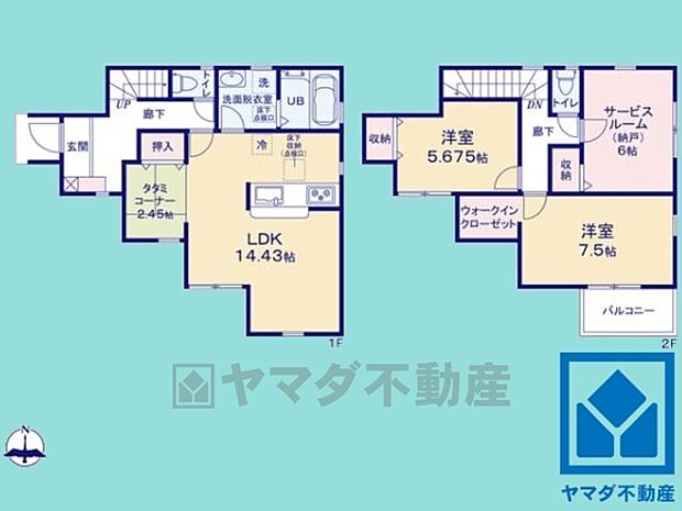 2SLDK、土地面積95.43平米、建物面積88.69平米、木造2階建。