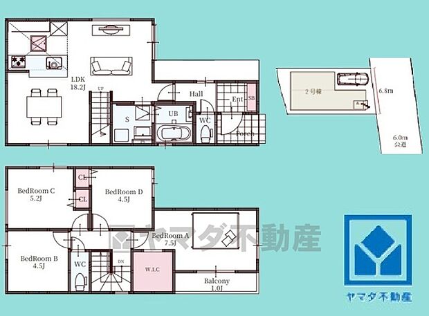 4LDK、土地面積91.57平米、建物面積92.73平米、木造2階建。2025年11月完成済。2期2号棟です。区画それぞれ間取りが違うので、ライフスタイルに合わせてご検討ください。