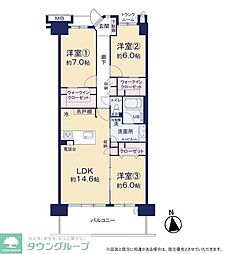 ラヴィラ府中多摩川 3LDKの間取図画像