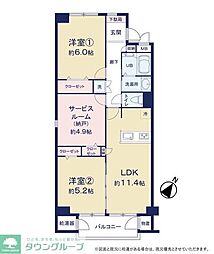 三ツ沢ハイタウン3号棟 3LDKの間取図画像