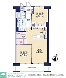 スカイマンションB 2LDKの間取図画像