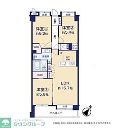 ヒルズ行徳 3LDKの間取図画像