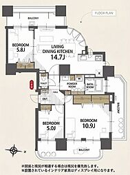 グランファーレ栄町プレシアヴェール 3LDKの間取図画像