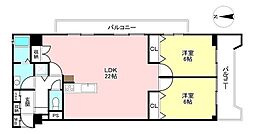 一光ハイツ山王A棟 2LDKの間取図画像