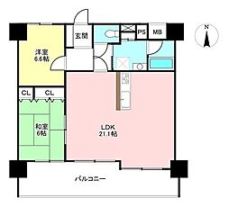 ロイヤル尾頭橋 2LDKの間取図画像
