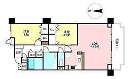 神宮ハイツ 2LDKの間取図画像