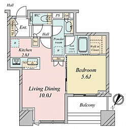 シティタワー有明 1LDKの間取り