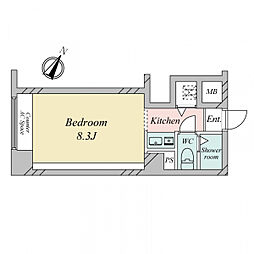 パシフィック乃木坂 1Kの間取り