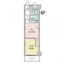 ライオンズマンション東船橋 1DKの間取図画像