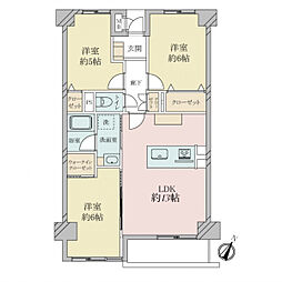 サザンコーポラスA棟 3LDKの間取図画像