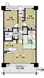 藤和三条山ノ内ホームズ 3LDKの間取図画像