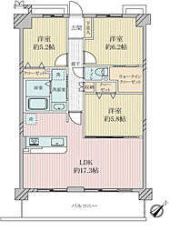 西宮名塩ウィンディヒルズ1番館 3LDKの間取図画像