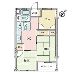 西宮第3コーポラスB棟 3DKの間取図画像