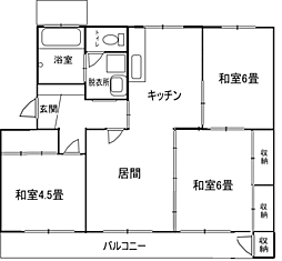 ネスタ花山 4階3LDKの間取り