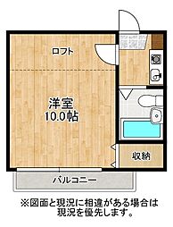 クロスポイント松江 1階1Kの間取り