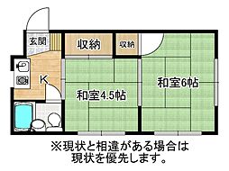 秀和コーポ 2Kの間取図画像
