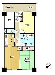 グランドハイツ城山 2LDKの間取図画像
