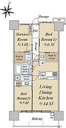 シティテラス金町　A棟 5階2SLDKの間取り