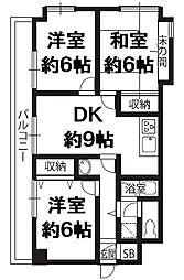 シティハイツ堀止南 3DKの間取図画像