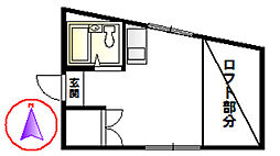 サンワビル 2階ワンルームの間取り