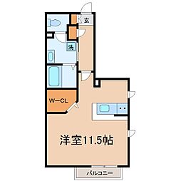 JR東海道・山陽本線 立花駅 徒歩14分の賃貸アパート 2階ワンルームの間取り