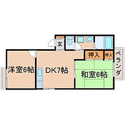 クリスタル武庫川 2DKの間取図画像