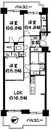 パーク・ハイム宝ケ池銀杏館 3LDKの間取図画像