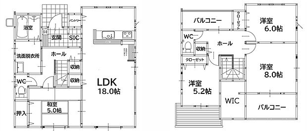 リビング１８帖と広々♪SIC・WIC・パントリーなど人気の収納満載の新築戸建て
