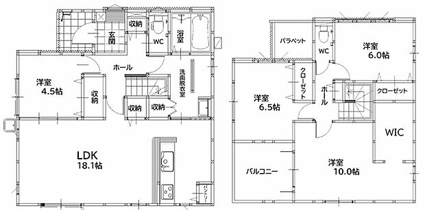 家事動線も良く、収納も豊富♪リビング１８帖各居室も６帖以上と広々使えます