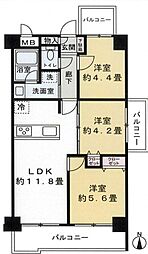 コスモ大宮日進 3LDKの間取図画像