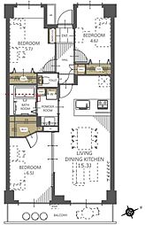 レジデンシャル武蔵浦和ザ・マークプレイス 3LDKの間取図画像