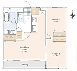 ライオンズマンション戸田 2LDKの間取図画像