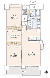 与野パーク・ホームズ 2SLDKの間取図画像