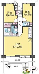 浦和パーク・ファミリアA棟 2LDKの間取図画像