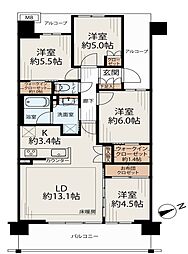 デュオヒルズ西大宮ザ・グランテラス 4LDKの間取図画像