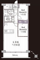 ルーセル南浦和 2LDKの間取図画像