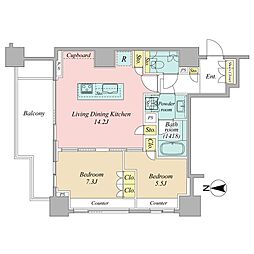広尾ガーデンフォレスト 2LDKの間取り