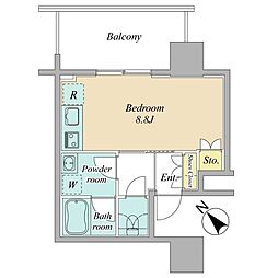 Ｂｒｉｌｌｉａ　Ｔｏｗｅｒ　浜離宮（旧：ブリリアタワー浜 ワンルームの間取り