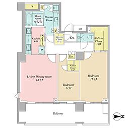 広尾ガーデンフォレストC棟 2LDKの間取図画像