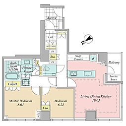 ザ・レジデンス六本木 2LDKの間取図画像