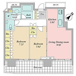 パークコート赤坂檜町ザタワー 2LDKの間取図画像