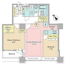 東京ツインパークスライトウイング 2LDKの間取図画像