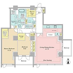 フォレストテラス鳥居坂 2LDKの間取図画像