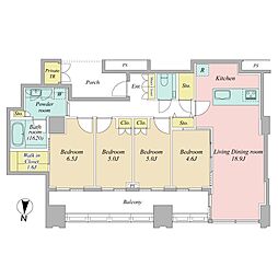 ワールドシティタワーズブリーズタワーB2棟 4LDKの間取図画像