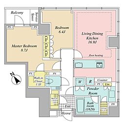 ザ・レジデンス六本木 2LDKの間取図画像