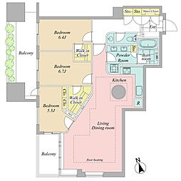 六本木ヒルズレジデンスB棟 3LDKの間取図画像