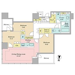 ザ・パークハウス白金二丁目タワー 3LDKの間取図画像