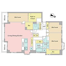 有栖川ナショナルコート 3LDKの間取図画像