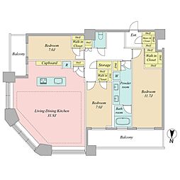 芝浦アイランド　ケープタワー 3LDKの間取り