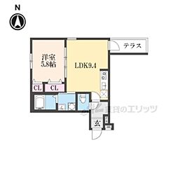 フジパレス瓜生堂V番館 1階1LDKの間取り